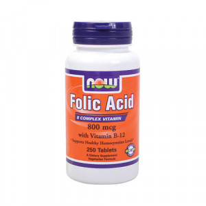 NOW Folic Acid with Vitamin B-12 (800mcg) 250 tabs