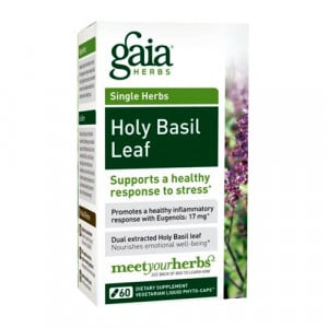 Gaia Herbs Single Herbs - Holy Basil Leaf - 60 vcaps