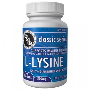 AOR L-Lysine - An Anti-viral Amino Acid - 500 mg 150 Vcaps