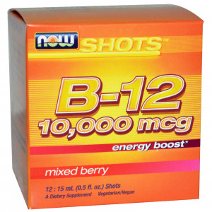 Now Shots B-12 (10,000mcg) Energy Boost Mixed Berry - 12 vials
