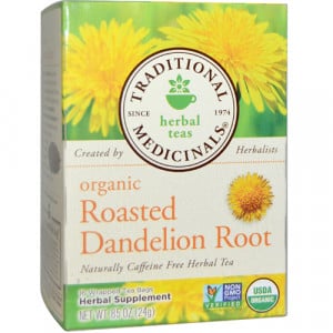 Traditional Medicals Organic Roasted Herbal Tea Dandelion Root 16 pckts  - astronutrition.com